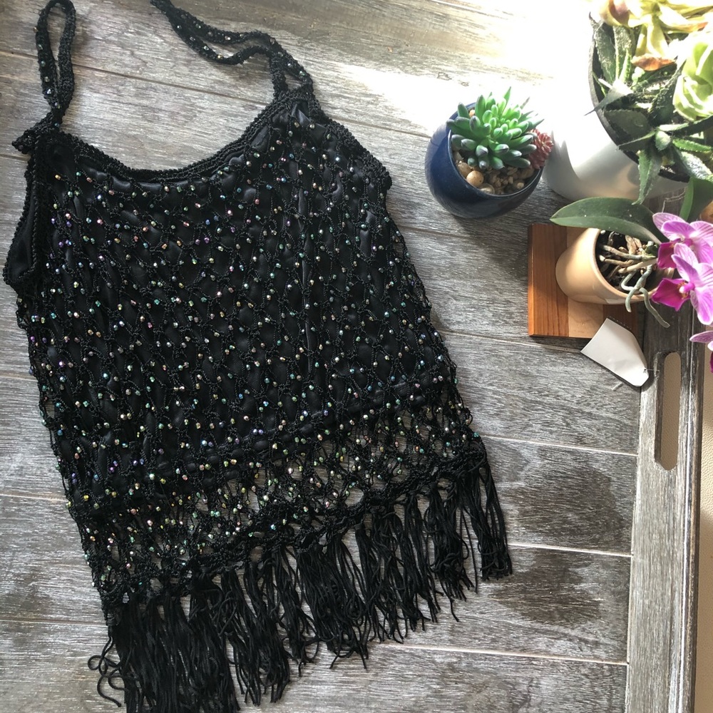 🎉2/$25 Semi-sheer jewelled top!!